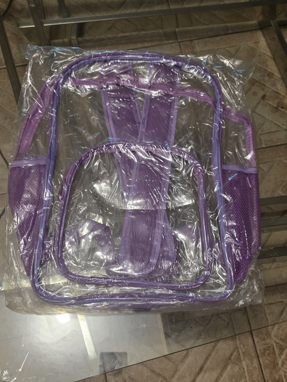 Kids Clear Purple Backpack - Stylish Transparent School Bag